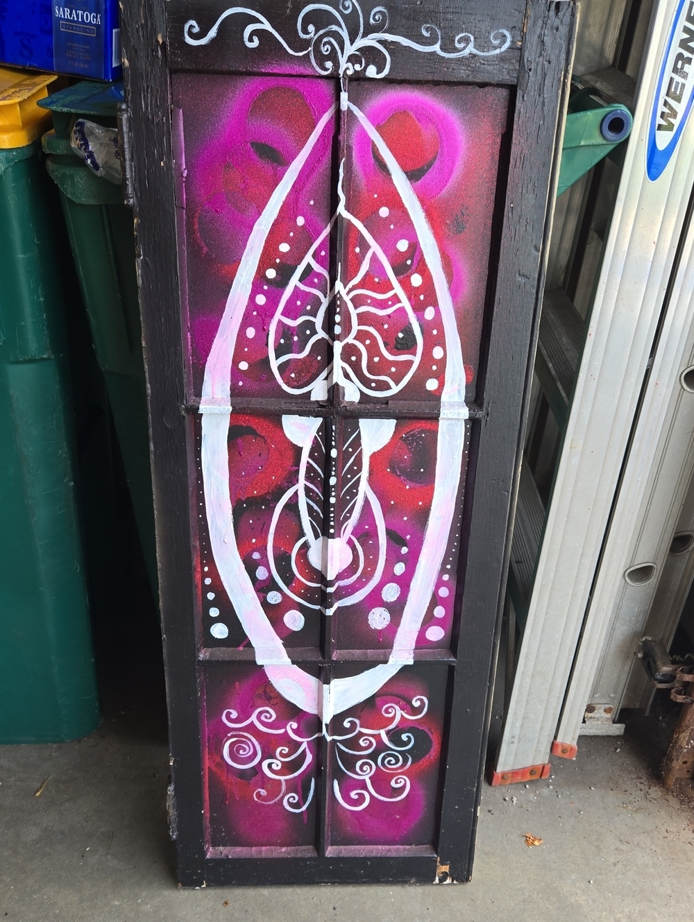 Hand-Painted Pink & White Abstract Panel Wall Art by